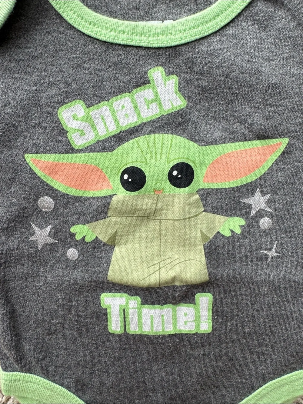 Star Wars Grogu “Snack Time!” 3PC Outfit Set 3-6M Baby Yoda Gray Green